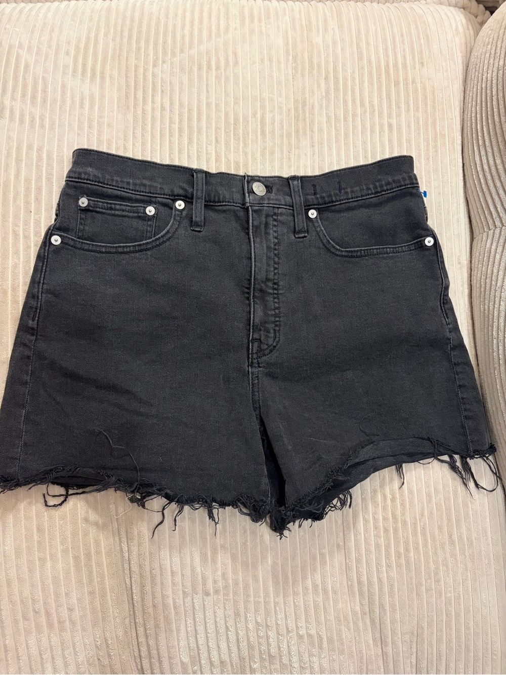 Madewell Black High-Rise Frayed Hem Jean Shorts